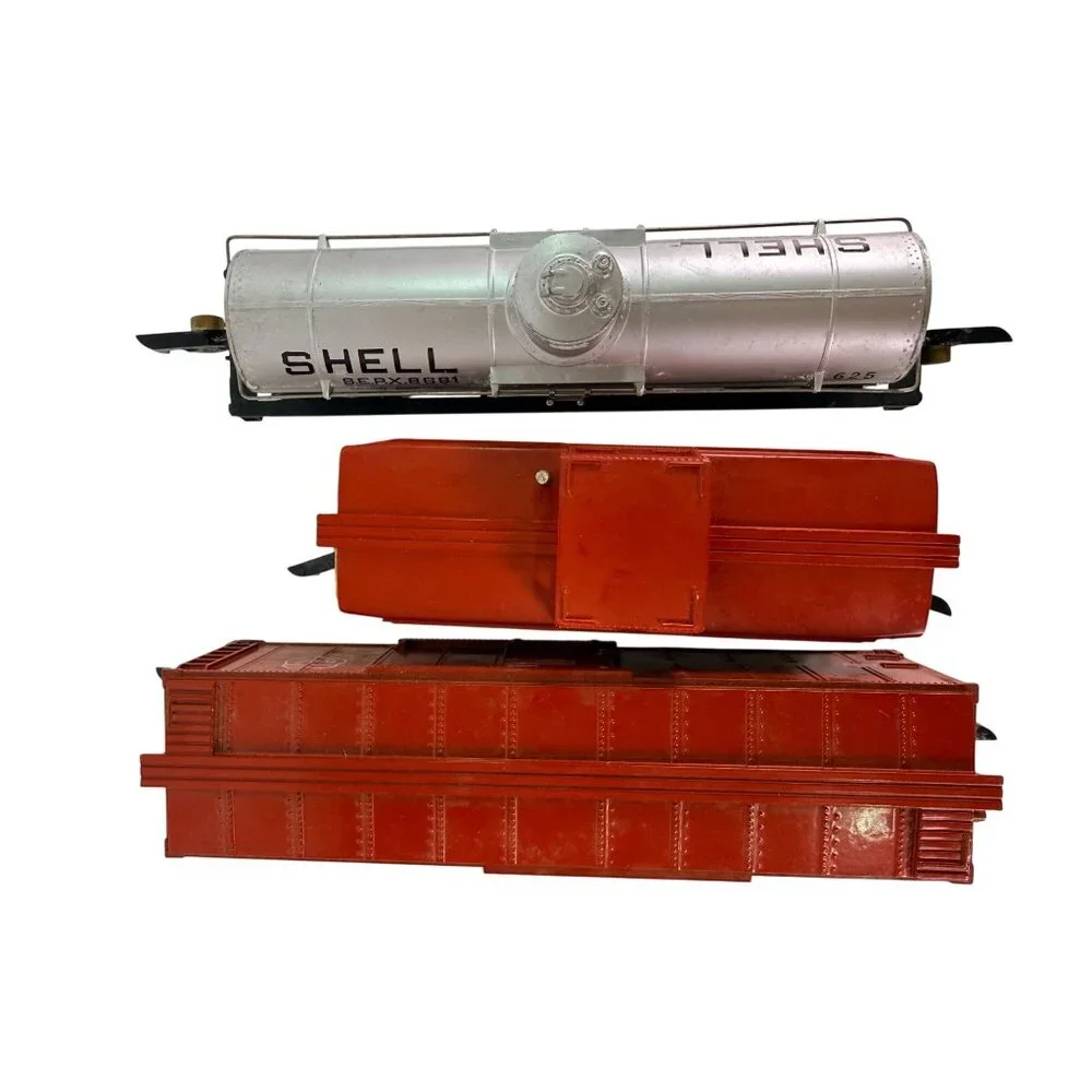 American Flyer S Gauge 625‎ Shell Tanker 642 Boxcar 638 Caboose Lot w Boxes